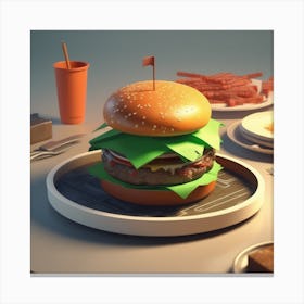 Burger On A Plate 74 Canvas Print