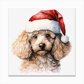 Poodle In Santa Hat 5 Canvas Print