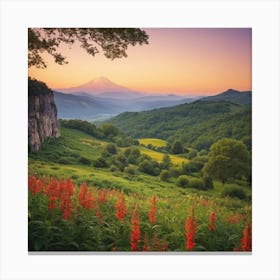 Sunset In The Mountains 1 Canvas Print