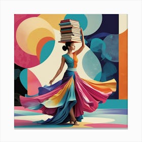 Elegant Balance of Books and Beauty Canvas Print