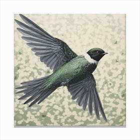 Ohara Koson Inspired Bird Painting Chimney Swift 1 Square Canvas Print