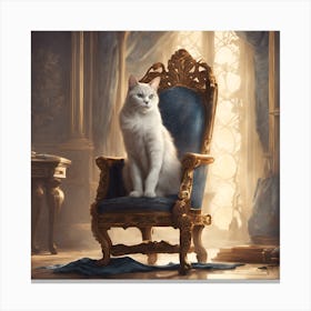  Cat Sitting On A Royal Chair Canvas Print