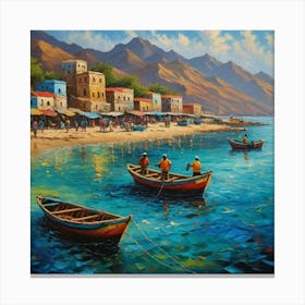 Boats On The Beach Canvas Print