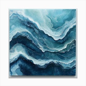 Blue & White Abstract Painting Canvas Print