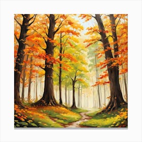 Forest In Autumn In Minimalist Style Square Composition 205 Canvas Print