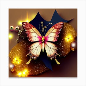 Butterfly With Pearls Canvas Print