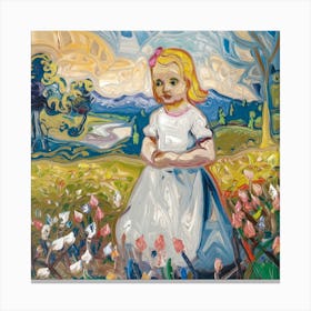 Little Girl In A Field Canvas Print