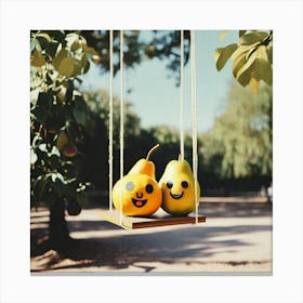 Pear faces on the swing Canvas Print