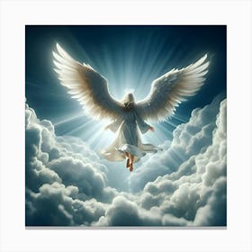 A Beautiful Angel Descending From Heaven On A Cloud(3) Canvas Print