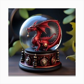 Red Dragon In A Snow Globe Canvas Print