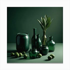 Green Vases Canvas Print