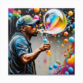 Kanye Blowing Bubbles Canvas Print