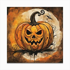 Creepy Halloween Pumpkin Pic Canvas Print