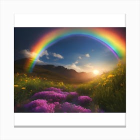 Rainbow Over A Meadow Canvas Print