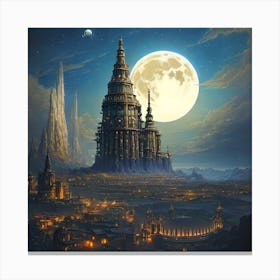 Fantasy Castle At Night Canvas Print