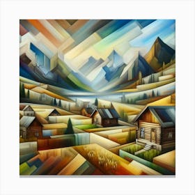 A mixture of modern abstract art, plastic art, surreal art, oil painting abstract painting art e
wooden huts mountain montain village 3 Canvas Print