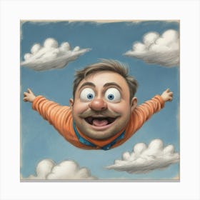 Cartoon Man Flying Canvas Print