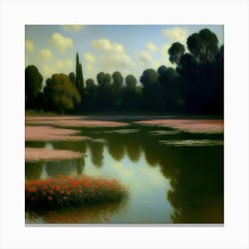 Pond With Poppies Canvas Print