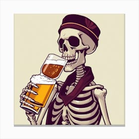 Skeleton Drinking Beer 8 Canvas Print