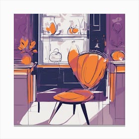 Drew Illustration Of Mango On Chair In Bright Colors, Vector Ilustracije, In The Style Of Dark Navy (2) Canvas Print