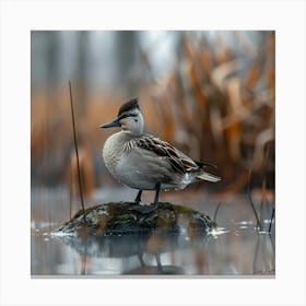 Duck In The Water Canvas Print