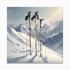 0 Ski Poles Crossed Vectors Canvas Print