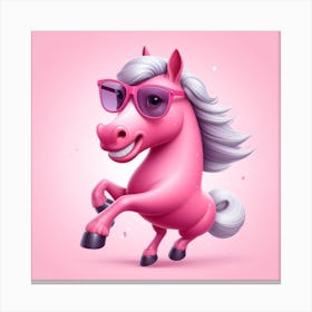 Pink Horse With Sunglasses Canvas Print