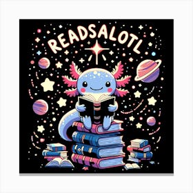 Axolotl Books Readsalotl Reading Bookworm Stampe su tela