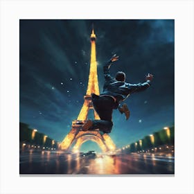 Eiffel Tower And Man Falling Canvas Print