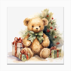 Teddy Bear With Presents 4 Canvas Print