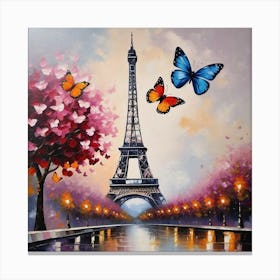 Paris With Butterflies 64 Canvas Print