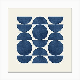 Scandinavian Pattern Half-moon Circle Abstract Minimalist - Dark Blue Navy 2 Canvas Print