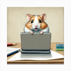 Hamster On A Laptop 4 Canvas Print