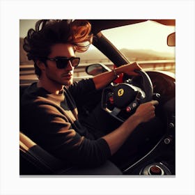 Man Driving A Ferrari Canvas Print