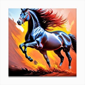 Horse Running In Flames Canvas Print