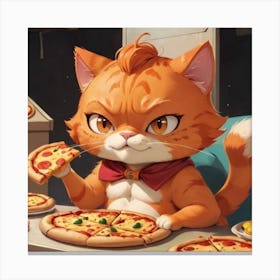 Cat Eating Pizza Canvas Print