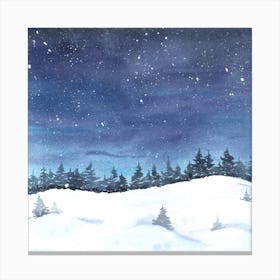 Winter Landscape Watercolor Painting Canvas Print