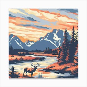 Elk Painting Canvas Print