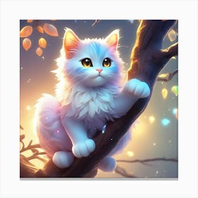 Cute Kitten In A Tree 2 Canvas Print