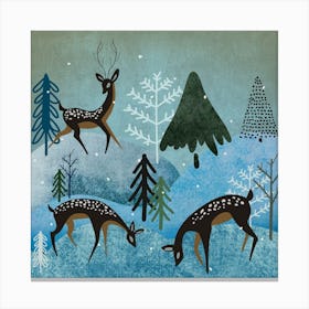 Deer In The Snow Canvas Print