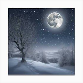 Full Moon In The Snow Canvas Print