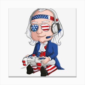 Trending Benjamin Ben Franklin Gamer 4th Of July Usa Canvas Print