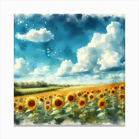 Watercolor Sunflowers Canvas Print