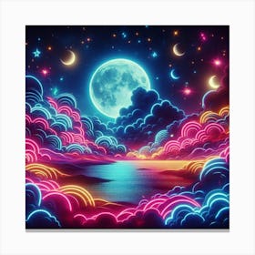 Neon Night Sky Canvas Print