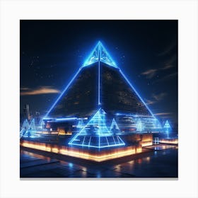 Egyptian Pyramid At Night Canvas Print