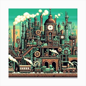 8-bit steampunk city 2 Canvas Print