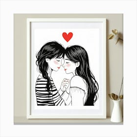 Two Women Hugging Canvas Print