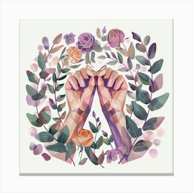 Watercolor Woman Hands Strong Fists Feminists Canvas Print