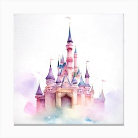 Disney Castle Watercolor Painting Canvas Print