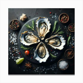 Oysters On A Plate 2 Canvas Print